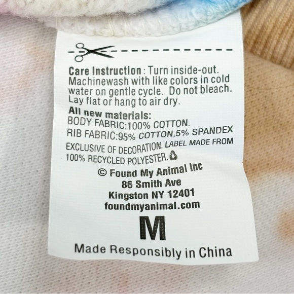 New FOUND MY ANIMAL Multicolor Tie Dye Hoodie Cotton Fleece Size Medium - Picture 13 of 14